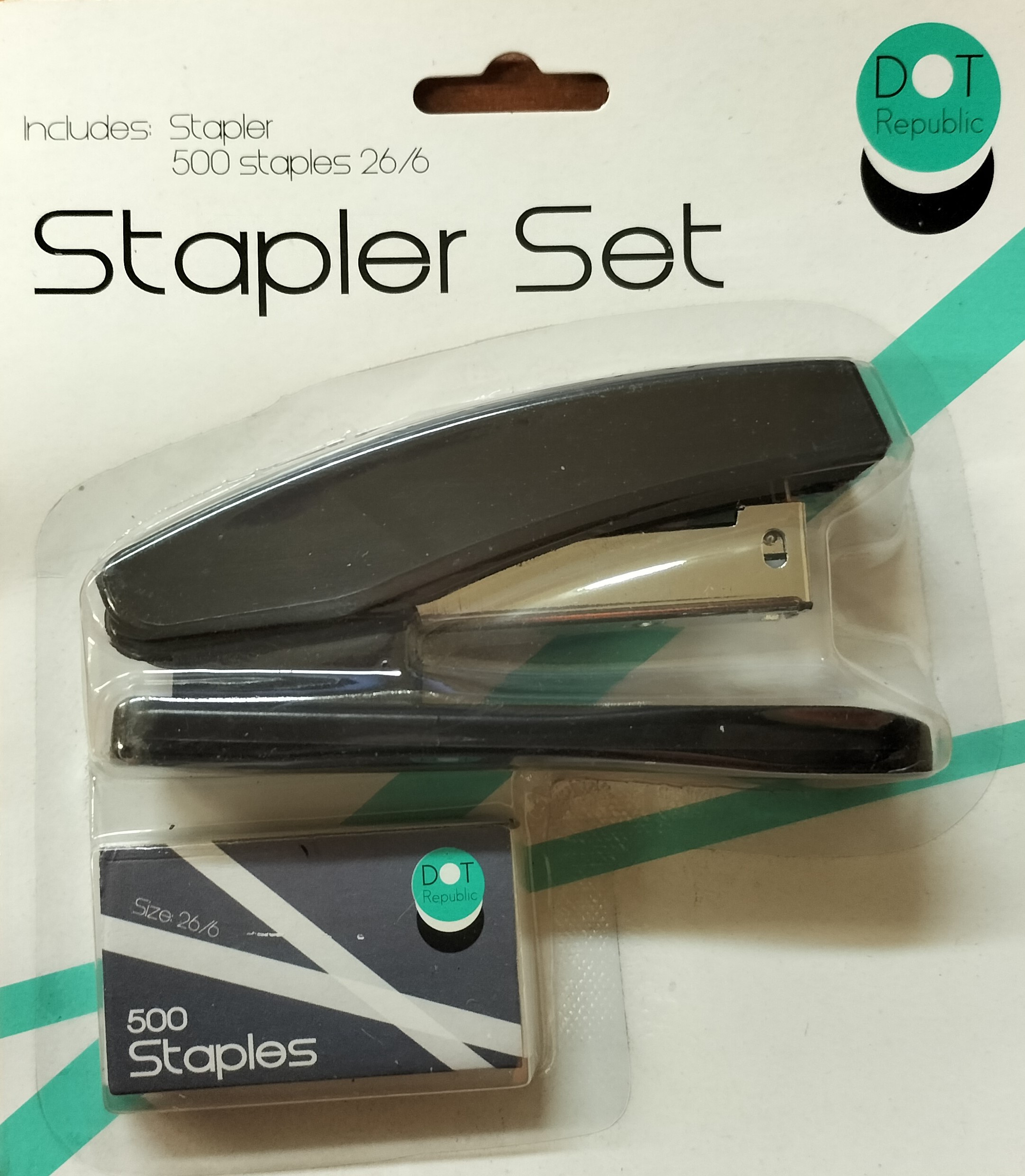Stapler DOT Desk/Hand Black incl 500 x 26/6 staples